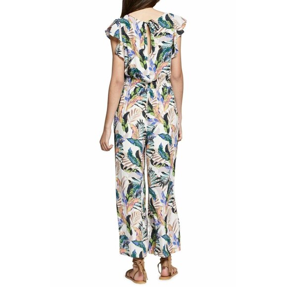 Sanctuary Jumpsuit Womens Tropical Wide‎ Leg Tie Back Short Sleeve sz Large NEW - Picture 12 of 13